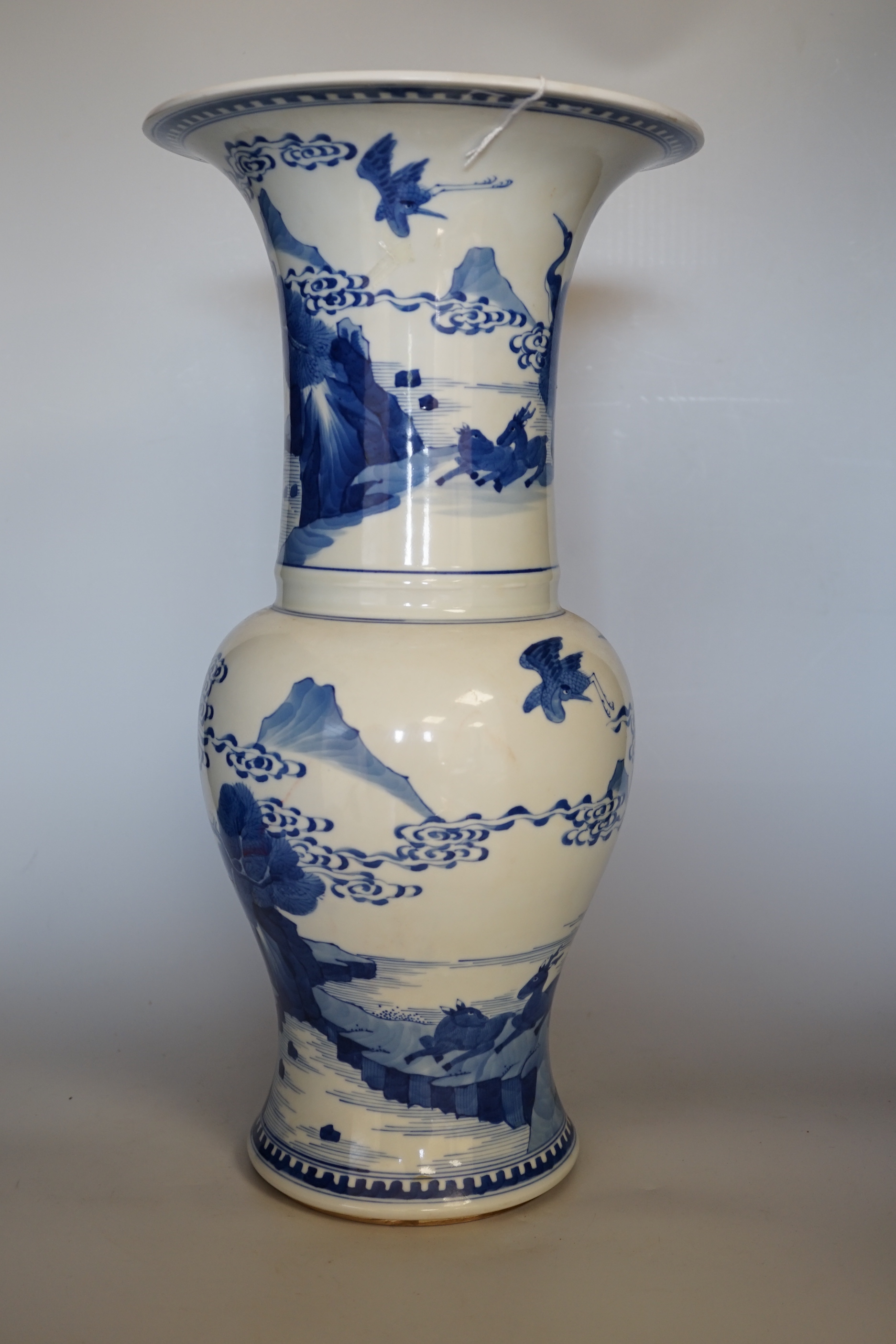 A large Chinese blue and white yen-yen vase, 46cm high